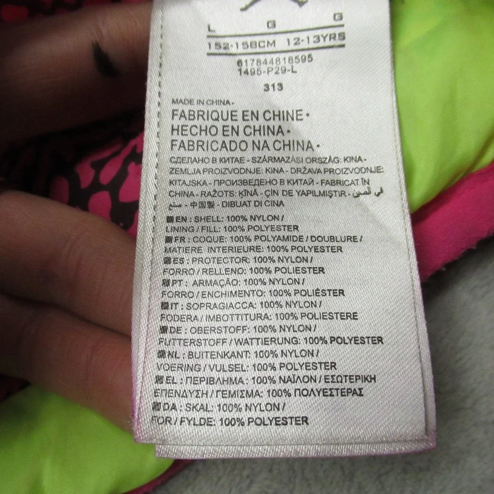 Jordan Flight Jacket Girls Large 12-13 Yrs Pink‎ Insulated Hooded Quilted Puffer